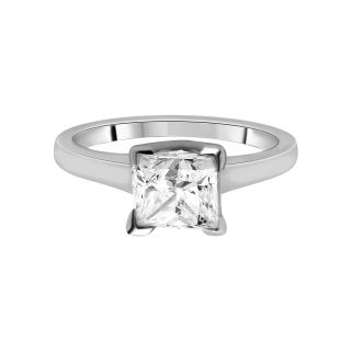 1 CT. Princess Diamond Solitaire 14K White Gold Ring, White/Gold, Womens