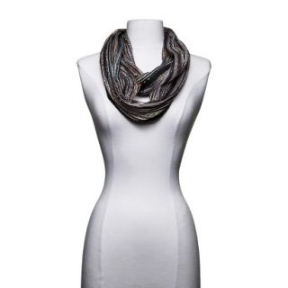 Multicolored Textured Woven Infinity Scarf   Black