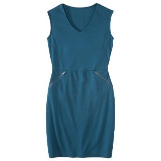 Mossimo Womens Ponte V neck Zippered Pocket Dress   Blue XS