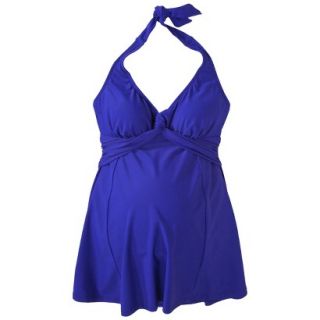 Womens Maternity Twist Front One Piece Swim Dress   Cobalt Blue XXL