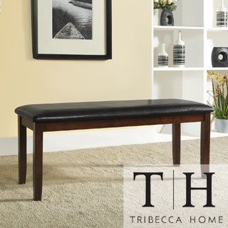 Tribecca Home Winsford Burnished Cherry 48 inch Cushioned Transitional Bench