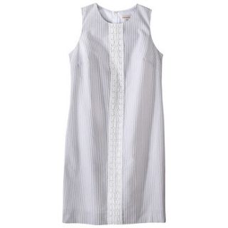 Merona Womens Seersucker Lace Trim Shift Dress   Grey/White   18