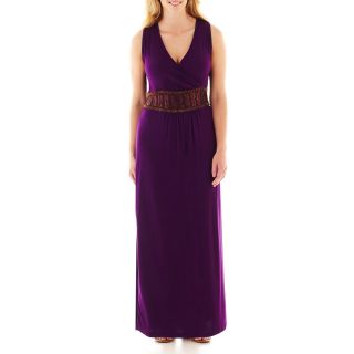 St. Johns Bay Sleeveless Beaded Maxi Dress   Plus, Purple