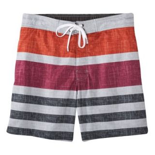 Merona Mens 7 Gray Stripe Boardshort   XL
