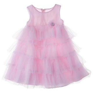 Rosenau Infant Toddler Girls Sleeveless Tiered Tulle Dress   Pink 4T