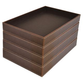 Threshold Leather Open Tray   Set of 4   Brown