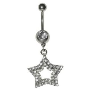 Womens Supreme Jewelry Curved Barbell Belly Ring with Stones   Silver/Clear