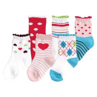 Luvable Friends Infant Girls 6 Pack Cushion Socks   Pink 6 18 M