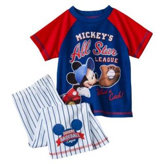 Disney Mickey Mouse Toddler Boys All Star Short Sleeve Pajama Set   Blue 2T