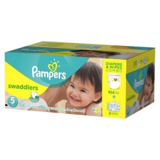 Pampers Swaddlers Diapers & Sensitive Wipes Combo Pack Size 5 (104 Count),