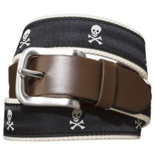Merona Mens Fabric Belt   Black Skulls XL