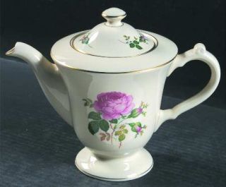 Pickard Maria Tea/Coffee Pot & Lid, Fine China Dinnerware   Roses Rim&Center,Gol