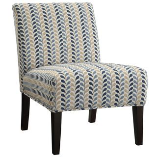 Blue And Beige Leaf Pattern Armless Accent Chair