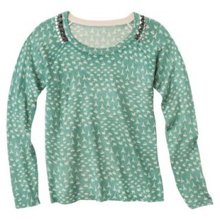 Juniors Studded Pullover Sweater   Pool Green L