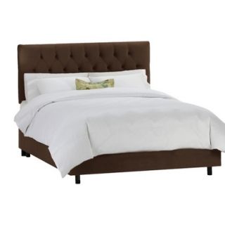 Skyline Twin Bed Skyline Furniture Edwardian Upholstered Velvet Bed   Chocolate
