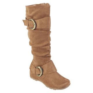 Journee Collection Womens Buckle Accent Mid calf Boots Camel  8