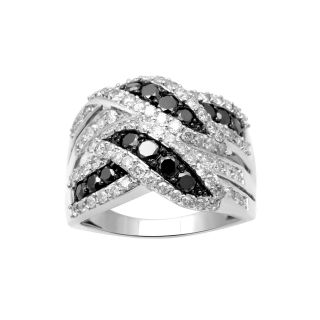 2 CT. T.W. White and Color Enhanced Black Diamond Fashion Ring, Womens