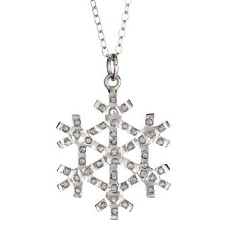 Sterling Silver Snowflake Necklace with Diamond Accents   White