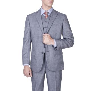 Mens Modern Fit Grey Salt And Pepper 2 button Vested Suit