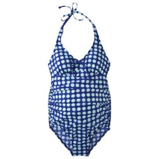 Womens Maternity Halter One Piece Swimsuit   Cobalt Blue/White M