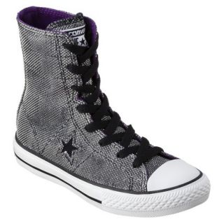 Girls Converse One Star Glitter Hightop Sneaker   Black 1.5