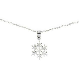 Silver Plated CZ Snowflake Necklace 18   Silver