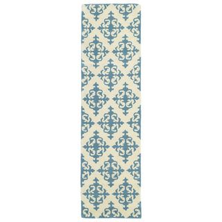 Runway Mint/ivory Damask Hand tufted Wool Rug (23 X 8)