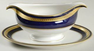 Rosenthal   Continental Eminence Cobalt Blue Gravy Boat with Attached Underplate