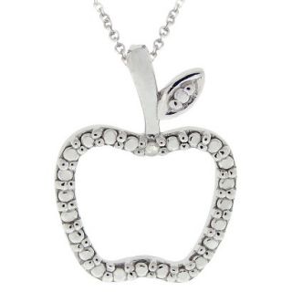 Sterling Silver Diamond Accented Apple Necklace 18