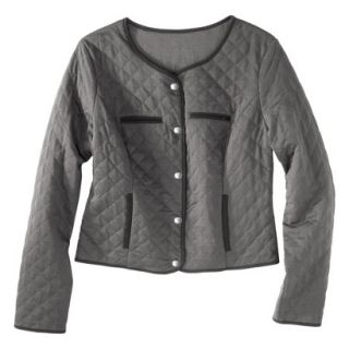 Merona Womens Quilted Bomber Jacket   Molten Lead/Black   XS