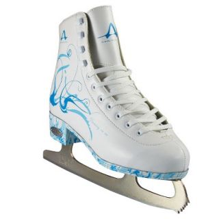 American Ladies Figure Skate   White with Turquoise (8)