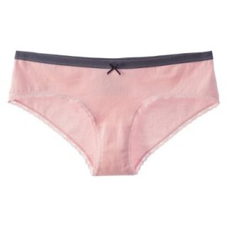 Xhilaration Juniors Cotton With Lace Hipster   Loring Pink L