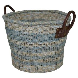 Threshold Seagrass Large Round Basket   Antique Blue