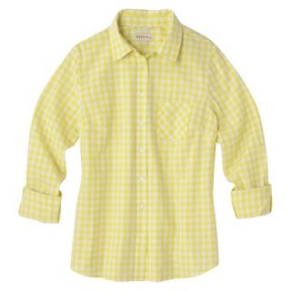 Merona Womens Favorite Button Down Shirt   Lawn   Lime Check   XXL