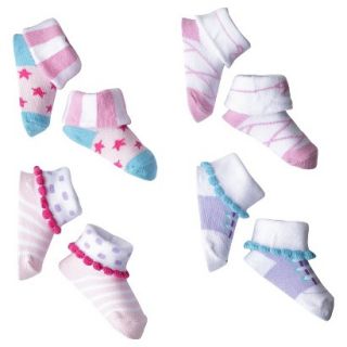 Luvable Friends Newborn Girls 4 Pack Little Socks   Pink/White 0 6 M