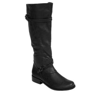 Womens Journee Collection Buckle Accent Tall Boot   Black (7.5)