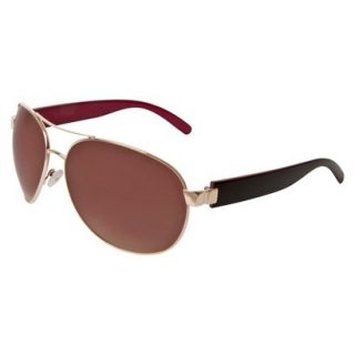 Metal Aviator Sunglasses with Temples   Gold/Black/Coral