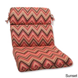 Pillow Perfect Rounded Corners Chair Cushion With Sunbrella Chevron Fabric