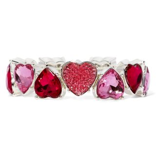 LIZ CLAIBORNE Pink Glitter Heart Stretch Bracelet
