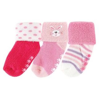 Luvable Friends Infant Girls 3 Pair Socks   Pink 0 6 M