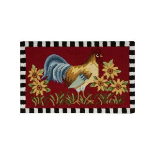 Nourison Rooster Utility Rectangular Rug, Red