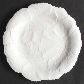 Spode New England Luncheon Plate, Fine China Dinnerware   White Bone, Leaf Shape
