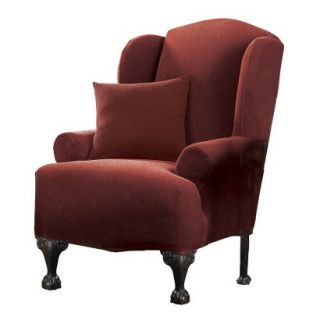 Sure Fit Stretch Pique Wing Chair Slipcover   Garnet