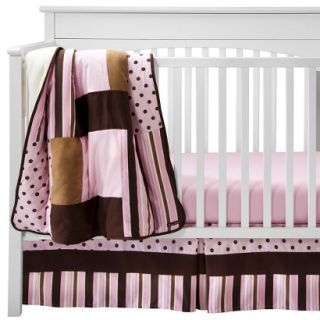 Maya 3Pc Crib Bedding Set   Pink/Brown by Lab