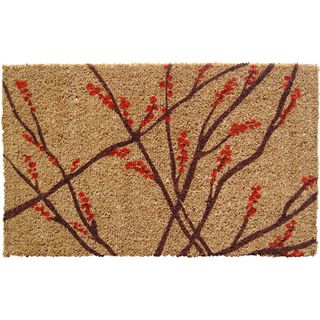 Hand Woven Winter Berries Coir Doormat
