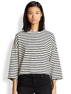 Townsen Captain Striped Crossover Back Cropped Top   Black