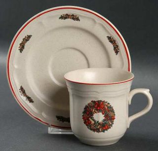 Newcor Mother Earth Christmas Flat Cup & Saucer Set, Fine China Dinnerware   Pin