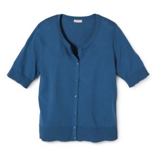 Merona Womens Plus Size Short Sleeve Cardigan Sweater   Blue 4X