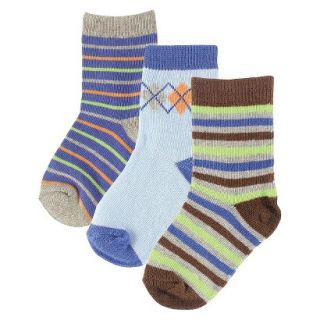 Luvable Friends Infant Boys 3 Pack Socks   Blue 0 6 M