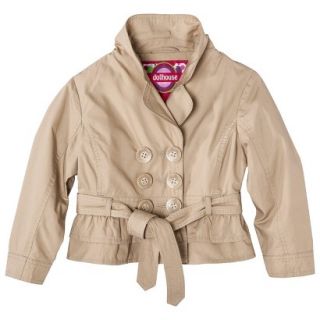 Dollhouse Infant Toddler Girls Ruffled Trench Coat   Khaki 24 M